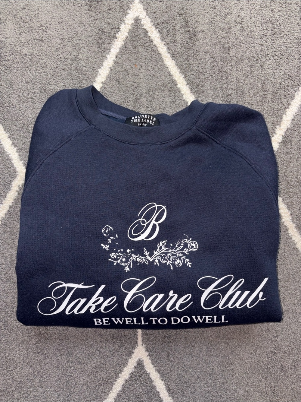 Brunette The Label - Take Care Club Navy Crewneck Sweatshirt